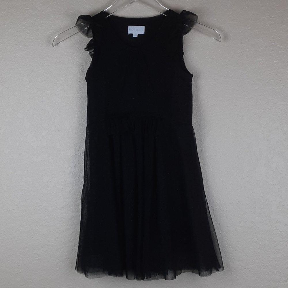 BCBG Girls Ruffle Sleeve Sheer Over Sparkle Dress